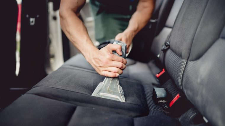 Hot-water extraction cleaning of car seats