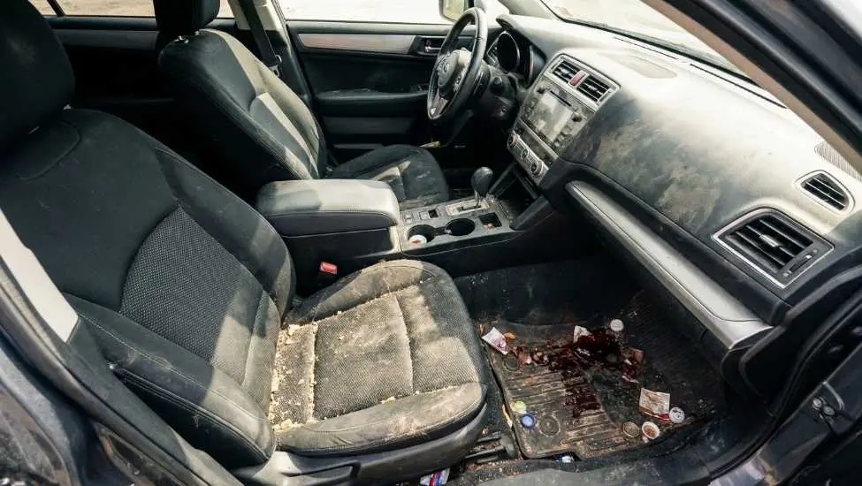 Car interior before detailing — illustrative example