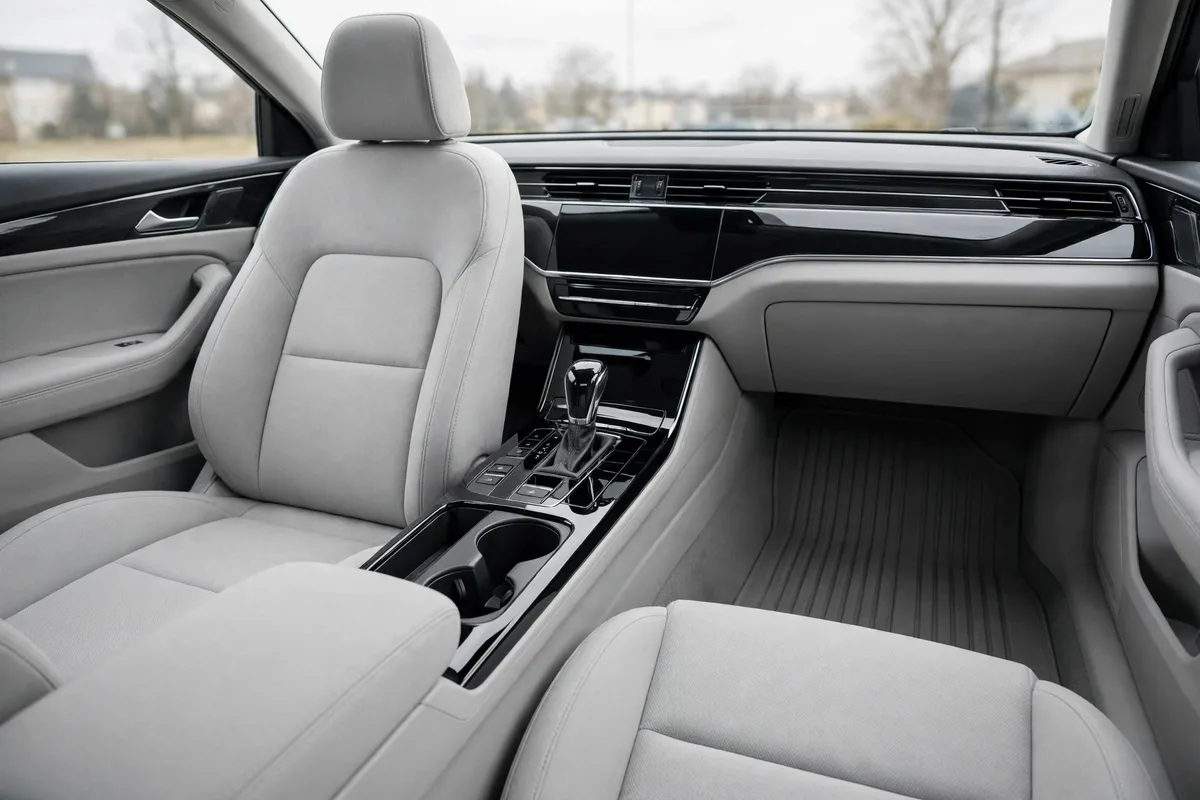 The same style of car interior after a full interior detail