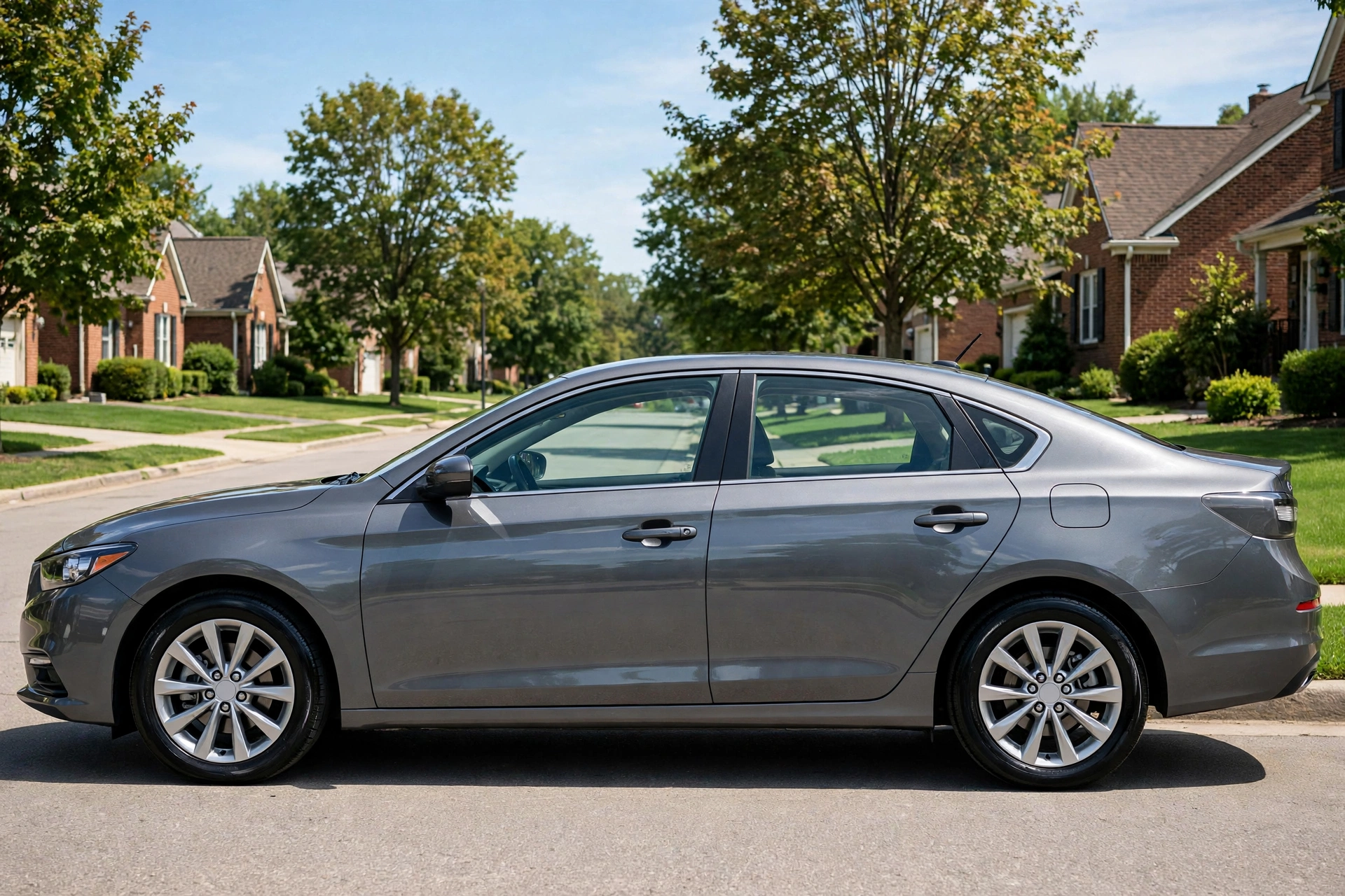 Illustrative example: a gray sedan after detailing